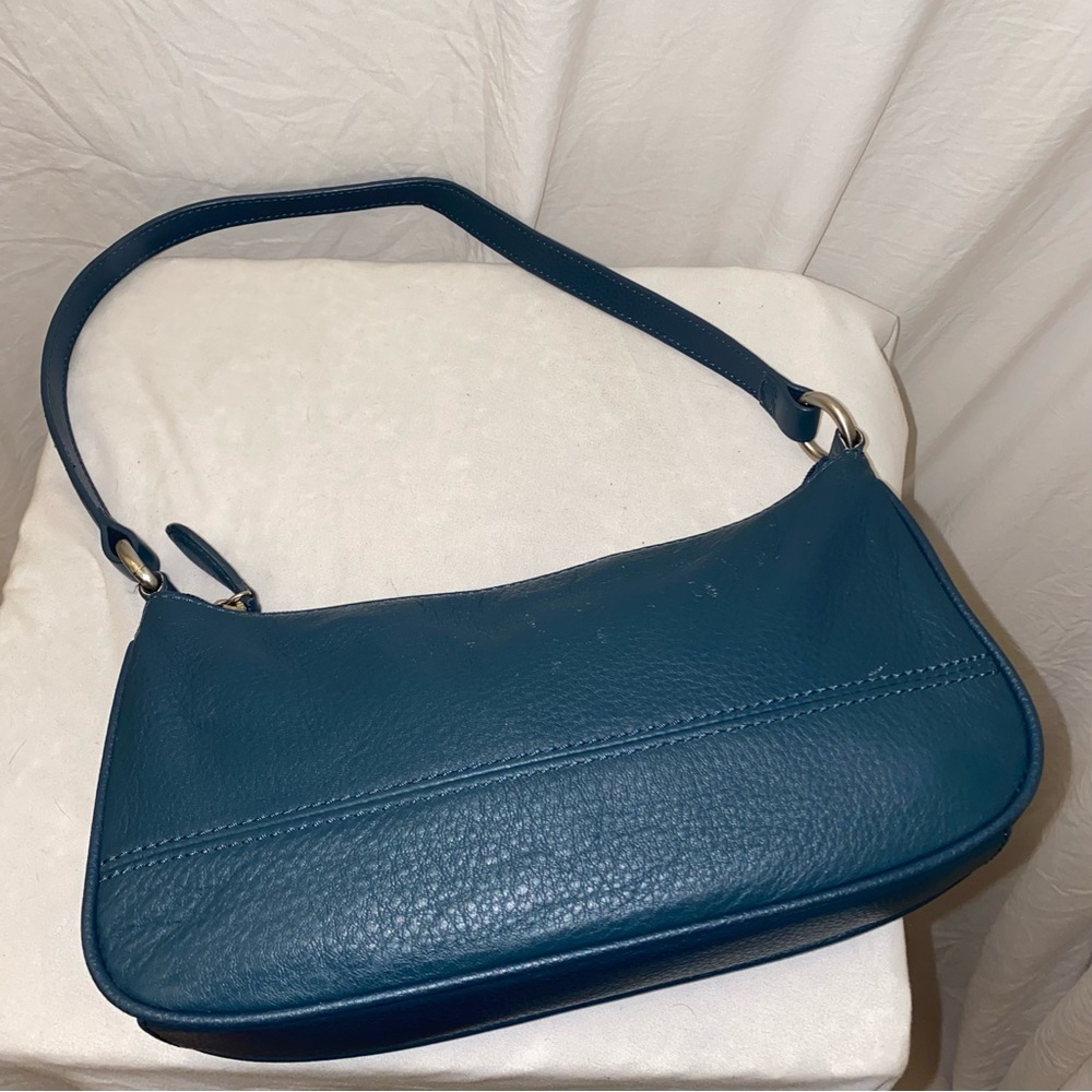 Teal mini leather purse